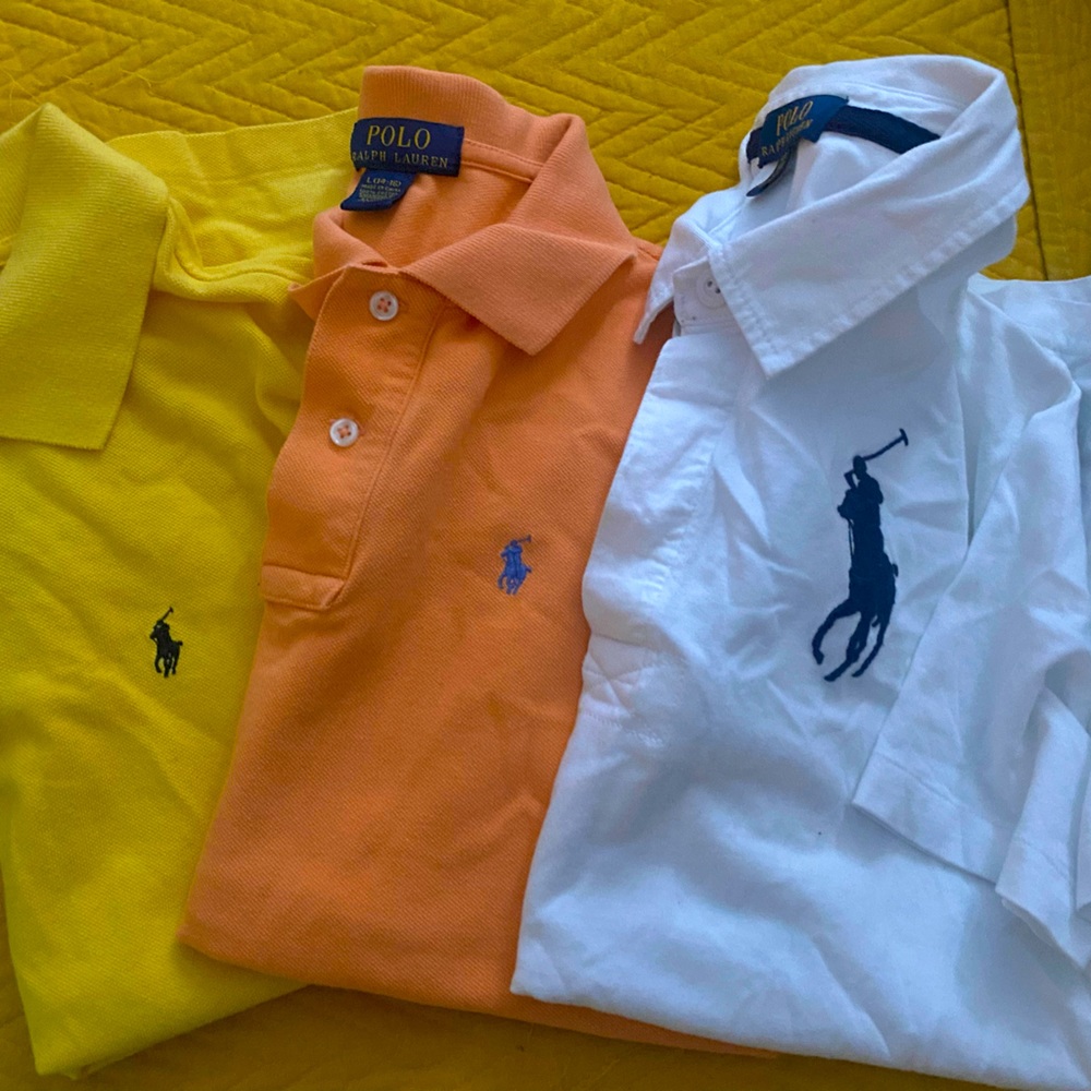 Qty 3 RL Polo shirt bundle: yellow, peach & white